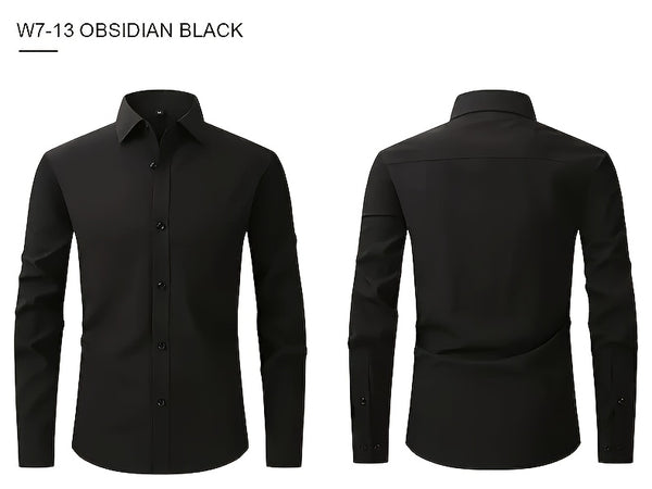 1+2, Three-Piece Solid Color Button- Shirt, Men'S Everyday Basic Shirt, Long-Sleeved Shirt with Pockets, Casual Shirt, Business Shirt, Blend, Soft And Comfortable