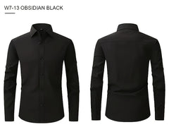 1+2, Three-Piece Solid Color Button- Shirt, Men'S Everyday Basic Shirt, Long-Sleeved Shirt with Pockets, Casual Shirt, Business Shirt, Blend, Soft And Comfortable