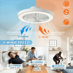 LED Ceiling Fan with Light And Remote, Ceiling Lamp with Fan, Low Profile, 6 Speeds, 3 Colors, 2 Control Modes, Fan Lamp, for Bedroom, Living Room, Dining Room, Kitchen, Office