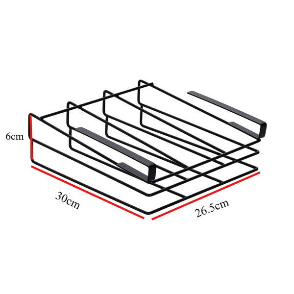 1 piece, black two-layer, no drilling cutting board rack, cabinet cutting board, cutting board storage rack, cabinet pull-out pot cover rack, sturdy and durable, strong load-bearing capacity, size: 26.5 cm W x 30 cm D x 6 cm H