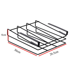 1 piece, black two-layer, no drilling cutting board rack, cabinet cutting board, cutting board storage rack, cabinet pull-out pot cover rack, sturdy and durable, strong load-bearing capacity, size: 26.5 cm W x 30 cm D x 6 cm H