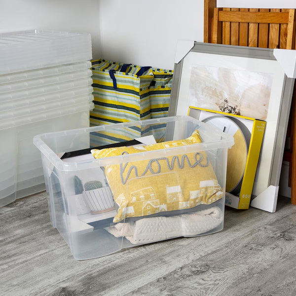 Wham 60L Crystal Clear Plastic Box and Lid - 5 Pack