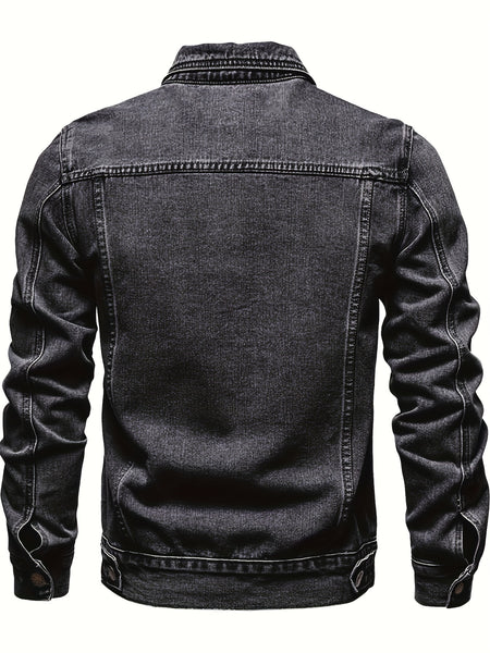 Men's Casual Slim Jacket Vintage Lapel Denim Jacket