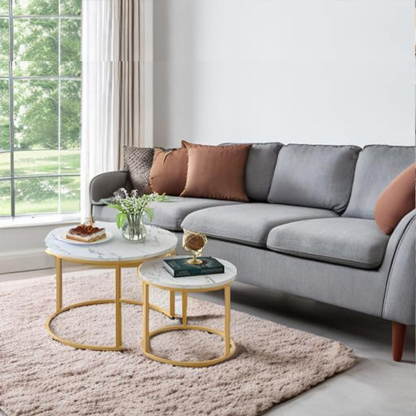 Nesting Coffee Tables Set of 2 Round Stacking Sofa Side Tables for Living Room