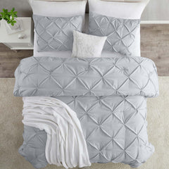 3pcs Pintuck Duvet Cover Set – Reversible Pinch Pleat Design with Pillowcases, Soft & Breathable Microfiber, Button Closure & Corner Ties, Machine Washable, Perfect for Bedroom or Guest Room – All Season