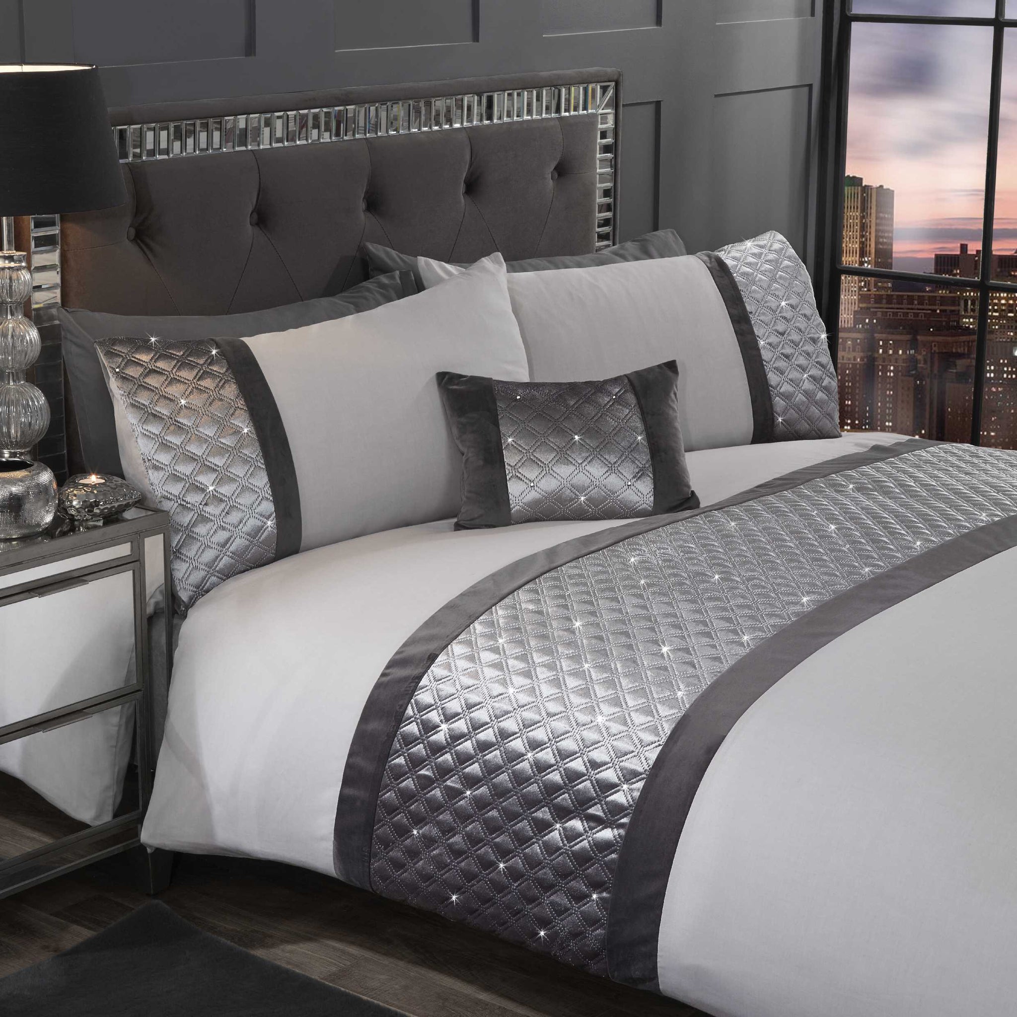Hollywood Boudoir Silver (30x50 cm) Durable Fabric| Adds a Touch of Style to Any Room|UK Brand | Fast Dispatch