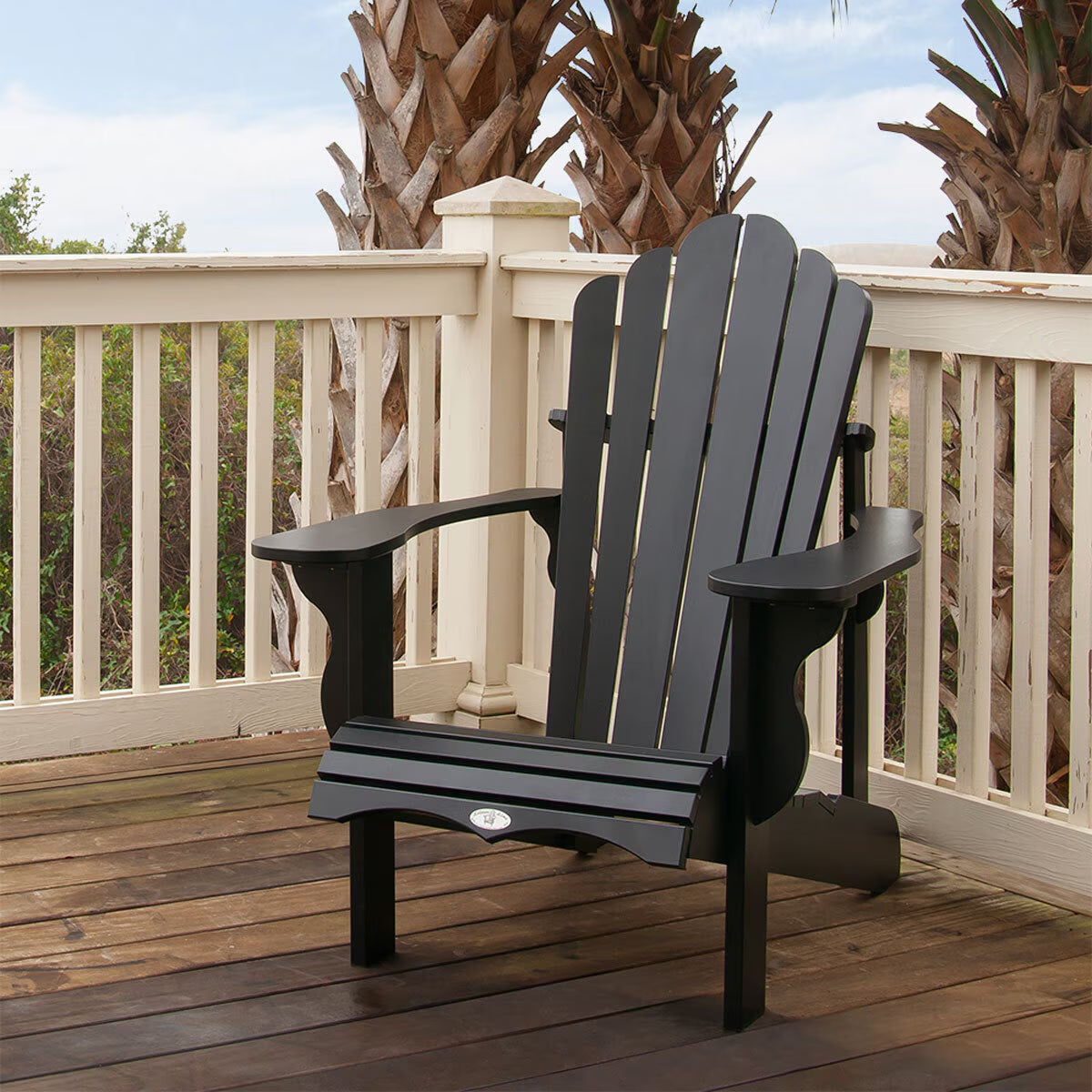 Leisure Line Adirondack Faux Wood Garden Chair in Black
