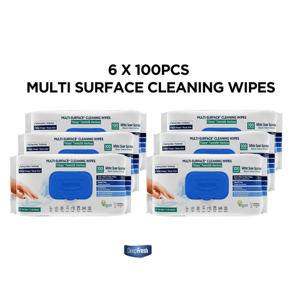 Deep Fresh Multi Surface Cleaning Wipes White Soap Scented 6 x 100pcs