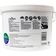 CROWN Matt Emulsion Paint 7.5L Pure Brilliant White | Wall'S and ceilings | Value Tub 7.5 Litre