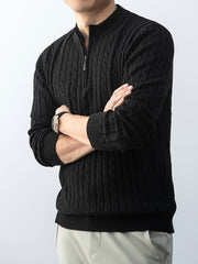 Christmas Gift for Men, New Twist Zipper Collar Pullover Sweater, Autumn And Winter Style, with Velvet, Thickened, Warm And Cold-Resistant, Can Be Worn Inside Or Outside, Casual And Versatile Essential, Knit