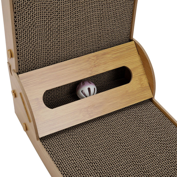 L-Shaped Cat Scratching Tower, 60cm Tall Scratching Pad, Multi-Functional Scratch Post with Lounging Platform, Multi-Angle Vertical/Horizontal Scratching Surface for Adult Cats, 40*25*60cm