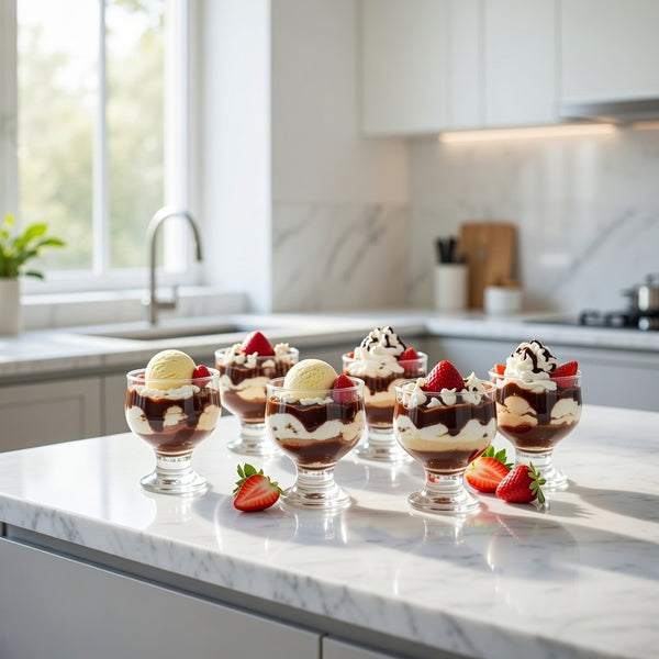 6pc Tulip Glass Dessert Cups – Ice Cream Bowls | Elegant, Clear, 5.6oz Each