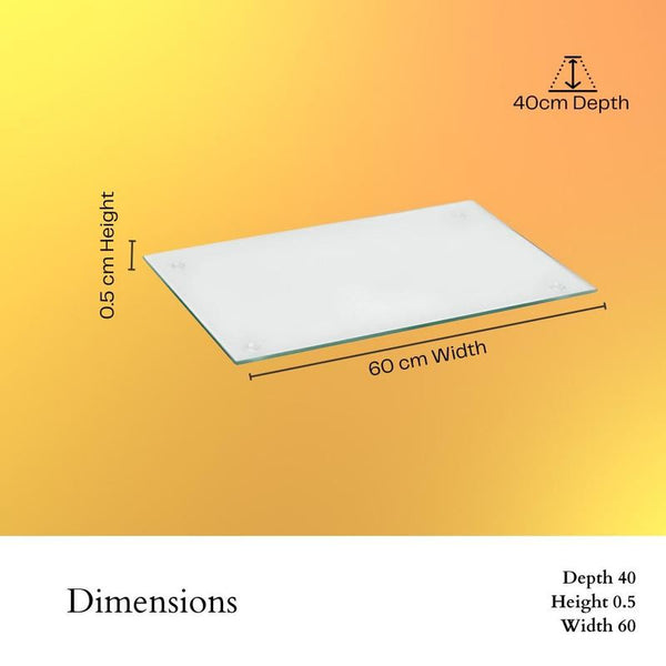 60x40cm Worktop Saver Protector Board Glass Clear Ideal for Chopping Cutting