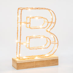 Light Up Letter | LED Alphabet Wire Frame Letter Lights | Rose Gold Copper Initials | Personalised Lighting | Battery Powered | For The Office Living Room Bedroom | Gift For Her