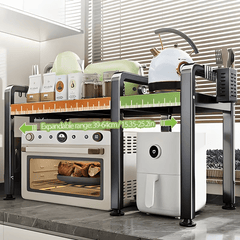 1pc Extendable Microwave Rack- Heavy Duty Carbon Steel Kitchen Countertop Organizer with Adjustable Shelves, Space Saving Storage for Microwave, Electric Pots, Ovens, And Bread Makers- Kitchen Storage Rack