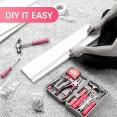 Pink Home Repair Tool Kit - Portable Hand Tool Set with Hammer, Vise, Wrenches, Screwdrivers & More - Ideal for DIY Projects & Emergency Car Maintenance - Perfect Christmas Gift for Women, DIY Tool Kit | Stylish Pink Tools | Organized Tool Storage