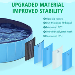 Costoffs Pet Pool Foldable Dog Swimming Pool, Pet Pool Portable Bathing Swimming Tub for Garden/Beach/Yard/Home, L/XL/XXL/XXXL, Blue/Grey/Black/Ocean Blue