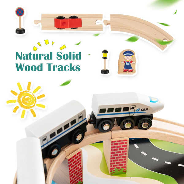 80-Piece Wooden Activity Playset with Reversible Tabletop