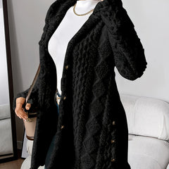 Autumn-Winter Warm Fashion Jacquard Plush Hooded Cardigan Coat