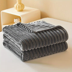 Premium Polyester Ribbed Throw Blanket Ultra Soft Faux Rabbit Fur Warm Lightweight Blanket for Home Office Camping All Seasons UK Brand Fast Delivery