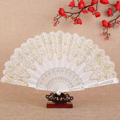 Retro Lace Pattern Hand Fan Portable Folding Fan European Style Decorative Fan for Wedding And Events
