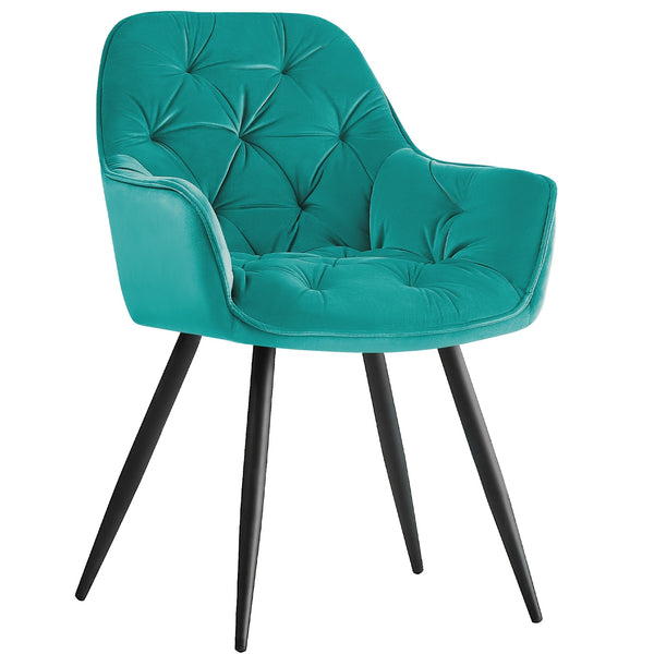 Dining Chairs with Velvet Thick Padded Upholstered Kitchen Tub Chair Armchair with Backrest Metal Legs Living Room Reception Leisure Chairs for Bedroom Lounge Office