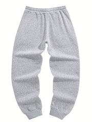 Three-pc Men's Solid Color Plain Elastic Waistband Drawstring Ribbed Cuffed Casual Jogger Pants, Men's Dress Administrative Trousers