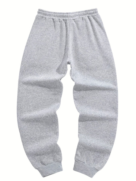 Three-pc Men's Solid Color Plain Elastic Waistband Drawstring Ribbed Cuffed Casual Jogger Pants, Men's Dress Administrative Trousers