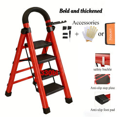 2/3/4/5-Step Ladder, Lightweight Folding Step Stool With Extra-Wide Anti-Slip Steps, 149.69 KG Capacity, Compact Space-Saving Design For Home, Kitchen.