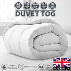 All Seasons Duvet – UK Made Corvin Material, Lightweight & Breathable Comforter, Ultra-Soft, 2.5, 4.5, 7.5, 10.5, 13.5, 15, 15 Tog, All Sizes Available