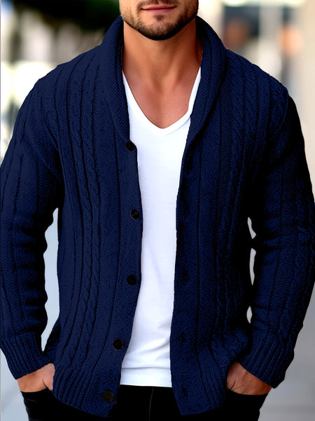 Men's Casual Sport Knit Cardigan, Fashion Knit Cardigan Jacket | Long Sleeve Thickened for Autumn and Winter, Warm, Featuring Cable Knit Craftsmanship, Casual Style Sweater with Button Closure, Regular Fit Long Sleeve Casual Style for Autumn and
