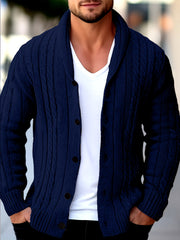 Men's Casual Sport Knit Cardigan, Fashion Knit Cardigan Jacket | Long Sleeve Thickened for Autumn and Winter, Warm, Featuring Cable Knit Craftsmanship, Casual Style Sweater with Button Closure, Regular Fit Long Sleeve Casual Style for Autumn and