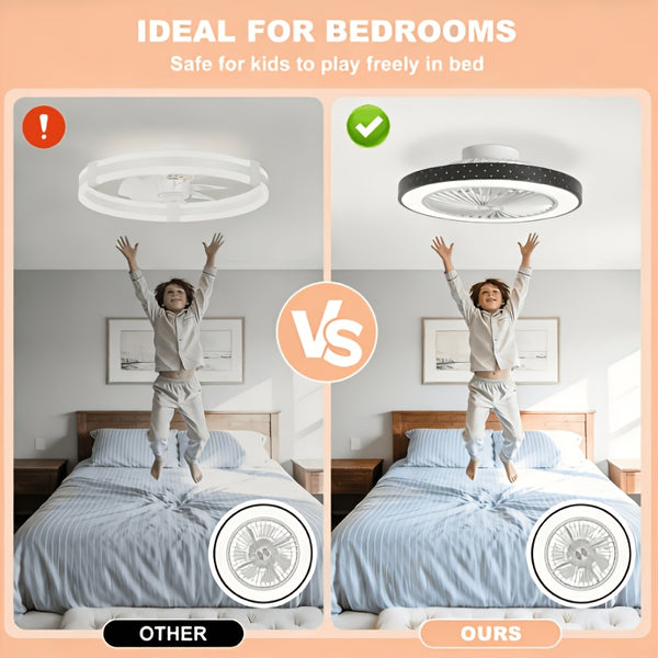 LED Ceiling Fan with Light And Remote, Ceiling Lamp with Fan, Low Profile, 6 Speeds, 3 Colors, 2 Control Modes, Fan Lamp, for Bedroom, Living Room, Dining Room, Kitchen, Office