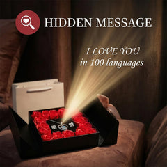 Eternal Flowers Rose Gift Box, Love You Necklace and Earring, Gifts for Women Mum Her, Artificial Rose Flowers for Women Girls for Birthday, Valentines Day, Christmas Silvery