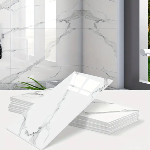 Pack of 20 PVC Self-adhesive Wall Backing Ceramic Tile Wall Stickers, Faux Marble Ceramic Tile Stickers, Waterproof Faux Marble Pattern Tiles Stickers for Bathrooms and Kitchens, Easy To Peel and Stick