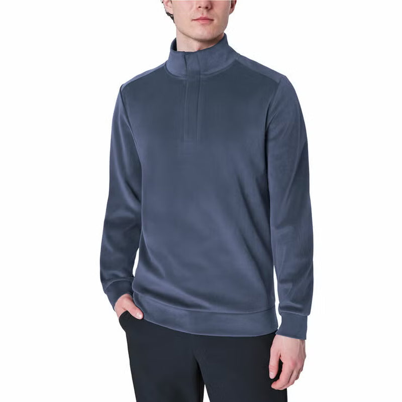Mondetta Men'S 1/4 Zip Twill Fleece in Blue