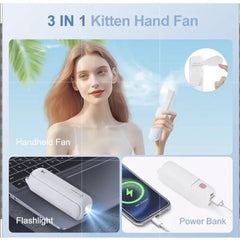 [Mini USB Fan & Light] Portable 3-Speed Handheld Fan | Illuminated Night Light, MINI Power Bank, 2000mAh Lithium Battery, USB Charging, Foldable Design | Home, Office, Outdoor, Travel, Gift for Female Friends