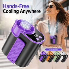 Wearable Air Conditioning Fan - USB Rechargeable, Intelligent 5-Speed High-Speed Fan, Fast Cooling, 5000Mah Battery with Super Long Battery Life, Built-In Flashlight, Ideal for Outdoor Camping, Sports, And Work