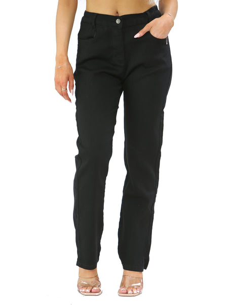 MYT Womens Side Elastic Waist Jeans Ladies Straight Leg Regular Fit Denim Size 10-24