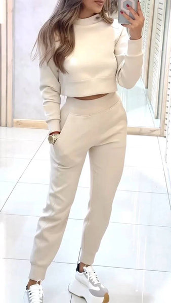 2024 New Style - Autumn and Winter Women's high-neck, fitted long-sleeved Casual Set