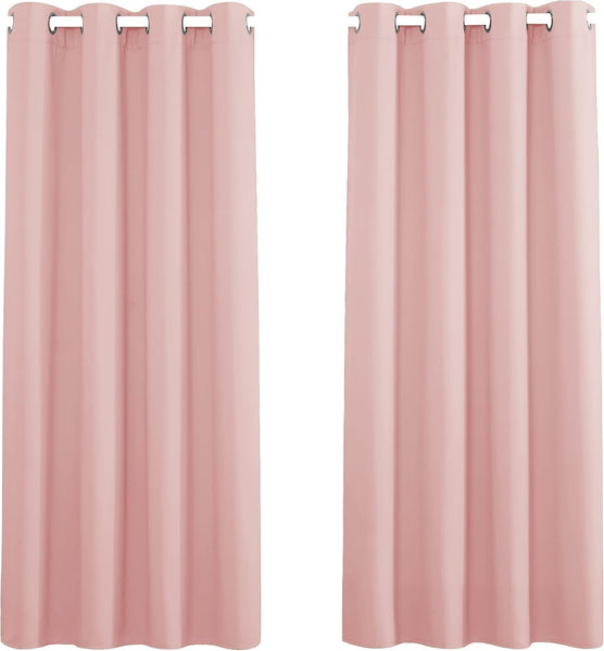 PONY DANCE Grey Blackout Thermal Insulated Curtains for Bedroom, 46 X 54 Inch Short Eyelet Curtains & Drapes, Soft Black Out 2 Panels for Window Living Room/Kitchen
