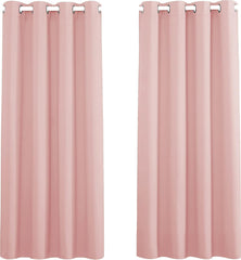 PONY DANCE Grey Blackout Thermal Insulated Curtains for Bedroom, 46 X 54 Inch Short Eyelet Curtains & Drapes, Soft Black Out 2 Panels for Window Living Room/Kitchen