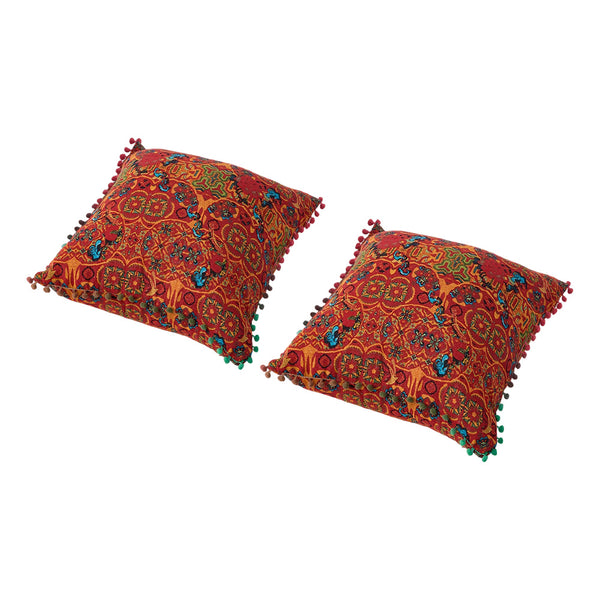 18x18 Inch Reversible Turkish Pattern Pillows (Set of 2 with Inserts) - Romantic Turkey Boho Floral Double Sided Design, Premium Polyester Cover & Fill, Decorative Accent Pillows for Sofa, Chair, Bedroom