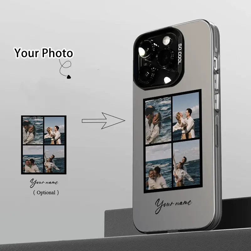 Phone Case: Custom Phone Case - Photo Grid (4-Slot) Design with Black Border, Personalized for iPhone 17/ 16/ 15/ 14/ 13/ 12/ 11 Pro Max/ Pro/ Plus, Perfect Creative Gift for Birthdays, Valentine's Day. iPhone 17 Pro Max Case, iPhone 16 Pro Max Case
