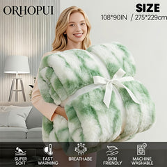 Luxury King Size Faux Fur Blanket, Double Sided Bubble Plush Throw, Machine Washable & Anti-Shedding, Oversized Warm Bedspread for Bed Sofa, Perfect Valentine's Day Gift for Couples - All-Season Faux Fur Throw Blanket - 274.32x228.6 cm - Printed Grey