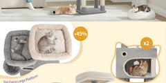HZUANERI 180cm Multi-Level Cat Tree with 8 Scratching Posts, 3 Platforms, 2 Dens, Basket & Plush Balls - Durable Sisal Rope for Indoor Cats of All Sizes, Space-Saving Design for Climbing, Resting & Play, Cat Climbing Tower, Pet Activity Center, Modern Pet