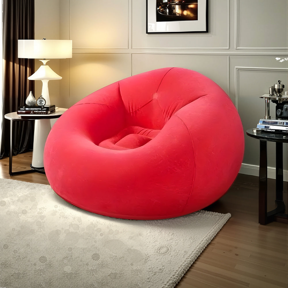 1pc Essential Home Item: Beanbag Sofa - Rose Red Spherical Inflatable Sofa, Large Inflatable Sofa, Complete with Manual Pump, Suitable for Living Room/Porch/Bedroom, Dimensions 100 X 100 X 58.5 Cm