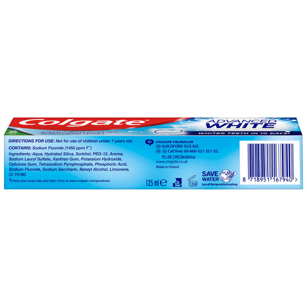 Colgate Advanced White Toothpaste, 6 X 125Ml