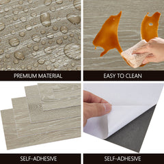 36pcs Self Adhesive Vinyl Flooring, 15X30cm Wood & & Stone Grain Effect Peel and Stick Floor Tiles, Waterproof Flooring Stickers for Home Office Bedroom Kitchen Living Room