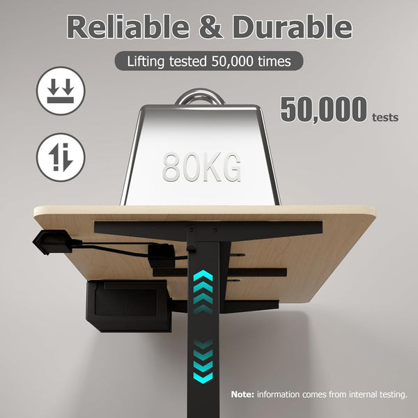 Electric Standing Desk, Sit Stand Table, Height Adjustable Electric Standing Computer Desk with USB Charging Port and Desk Drawer for Home Office